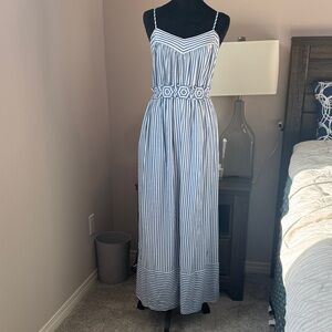 Max Studio London blue and White Striped Maxi Dress
